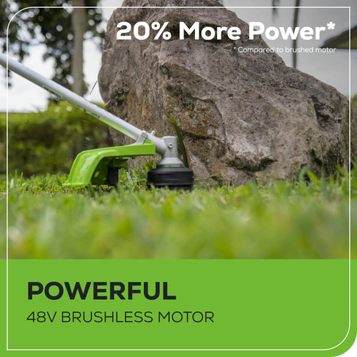 Greenworks 48V (2x24V) Cordless Battery String Trimmer (Attachment Capable) w/ (2) 4.0Ah USB Batteries & Dual Port Charger