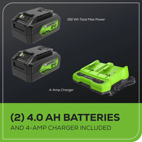 Greenworks 48V (2x24V) Cordless Battery String Trimmer (Attachment Capable) w/ (2) 4.0Ah USB Batteries & Dual Port Charger