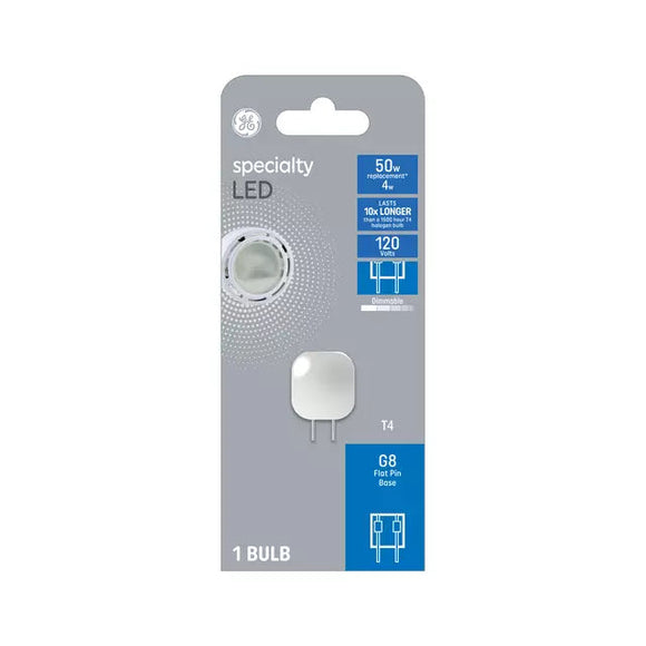 GE Specialty T4 LED Light Bulb Puck Light Replacement 50 Watt Replacement G8 Flat Pin Base