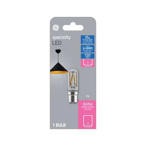 GE Specialty LED Light Bulb T4 Bulb 35 Watt Replacement BA15d Double Contact Bayonet