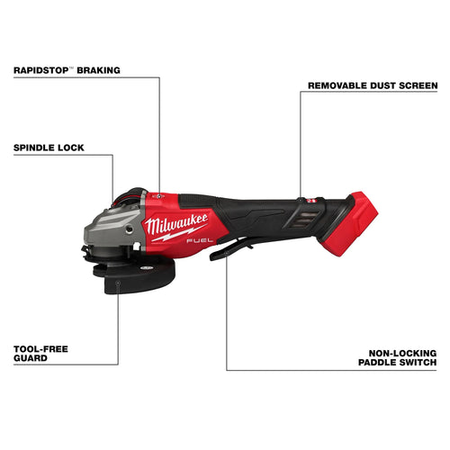 Milwaukee M18 FUEL™ 4-1/2-6 Braking Grinder, Paddle Switch