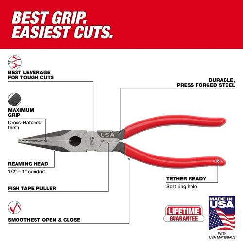 Milwaukee 8 Long Nose Pliers (USA)