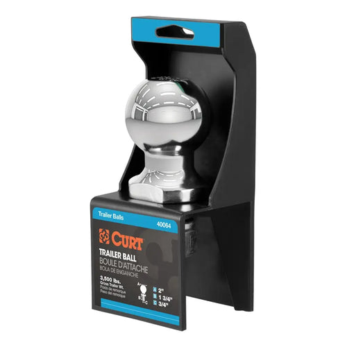 Curt 2 Trailer Ball (3/4 x 1-3/4 Shank, 3,500 lbs., Chrome, Packaged) #40064