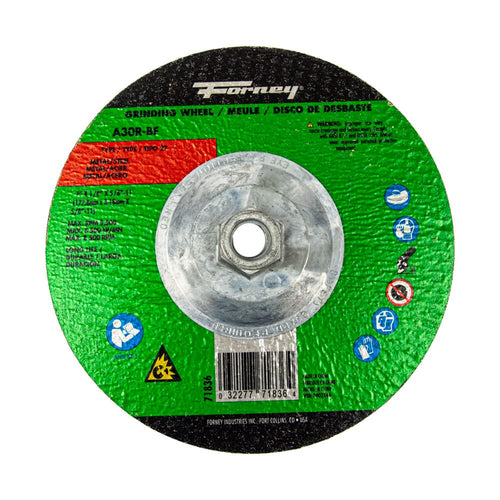 Forney Grinding Wheel, Metal, Type 27, 7 in x 1/8 in x 5/8 in-11