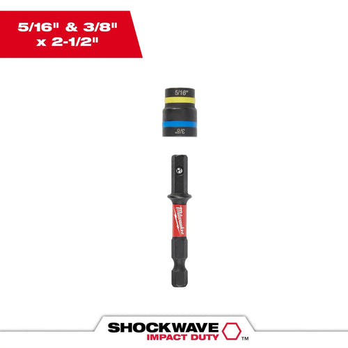 Milwaukee SHOCKWAVE™ Impact Duty 5/16 and 3/8 x 2-1/2 QUIK-CLEAR™ 2-in-1 Magnetic Nut Driver Bulk 25