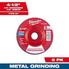 Milwaukee 4-1/2 x 1/4 x 7/8 Performance+ Metal Grinding Wheel - Type 27 - 5pk
