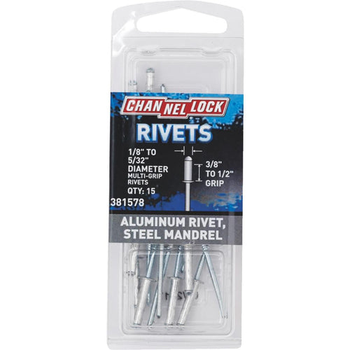 Channellock 1/8 In. to 5/32 In. Dia. x 0.251 In. to 0.437 In. Grip Aluminum POP Rivet (20-Pack)