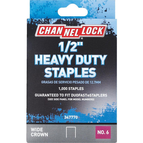 Channellock No. 6 Heavy-Duty Wide Crown Staple, 1/2 In. (1000-Pack)