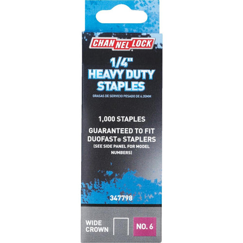 Channellock No. 6 Heavy-Duty Wide Crown Staple, 1/4 In. (1000-Pack)