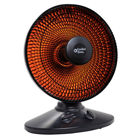 Comfort Zone Electric Oscillating Radiant Dish Heater With Adjustable Tilt In Black (Black)