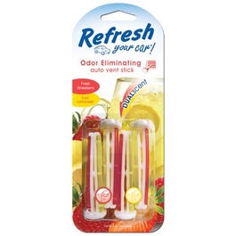 Car Air Freshener, Vent Stick, Fresh Strawberry & Cool Lemonade Scent, 4-Pk.