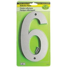 Address Number, Reflective Plastic, 6-In., 