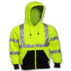 Hi-Viz Hooded Sweatshirt, ANSI/ISEA 107 Class III, Yellow/Green, XXL