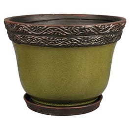 Ceramic Planter With Saucer, Reserva/Jade, 12-In.