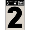 Address Numbers, 2, Black Vinyl, Adhesive, 3-In.