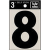 Address Numbers, 8, Black Vinyl, Adhesive, 3-In.