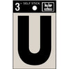 Address Letters, U, Black Vinyl, Adhesive, 3-In.