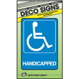 Handicapped Sign, Blue & White Plastic, 5 x 7-In.
