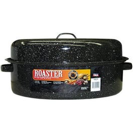 Covered Oval Roaster, Black, 19-In.