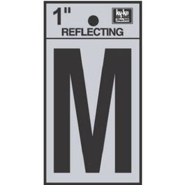 Address Letters, M, Reflective Black/Silver Vinyl, Adhesive, 1-In.