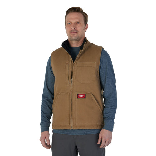 Heavy Duty Sherpa-Lined Vest - Brown 2X