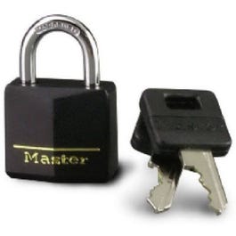 1-3/16 In. Solid-Brass Keyed Padlock, Black Covered Keyhead