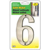 Prestige Series House Address Number 6, Satin Nickel, 5-In.