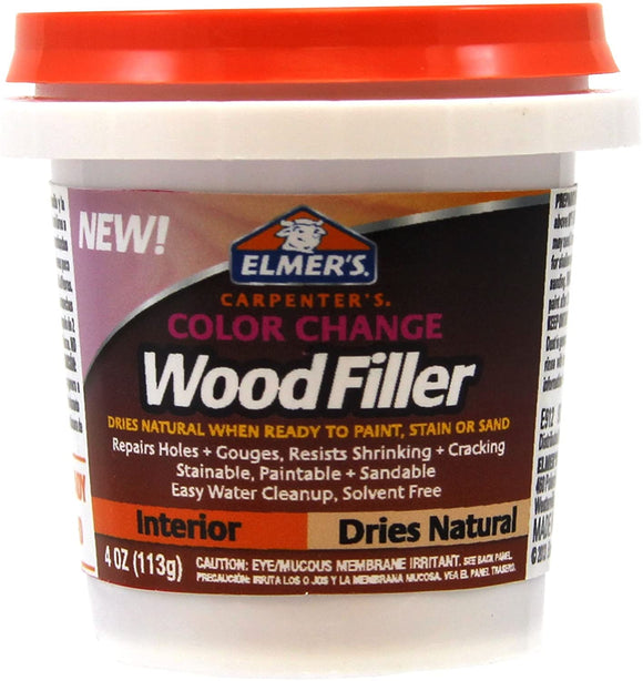 Elmer's E912 4 oz. Carpenter's Color Change Wood Filler, Natural (4 Oz)