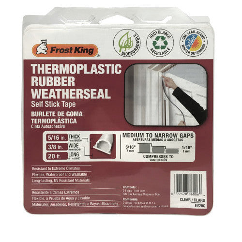 Frost King Thermoplastic Rubber Weatherseal 3/8W x 5/16-In. T x 20-Ft., White (3/8 x 5/16 x 20', White)