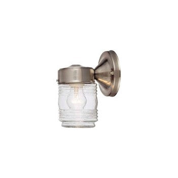 Hardware House 544692 Outdoor Light Fixture, Jelly Jar Satin Nickel