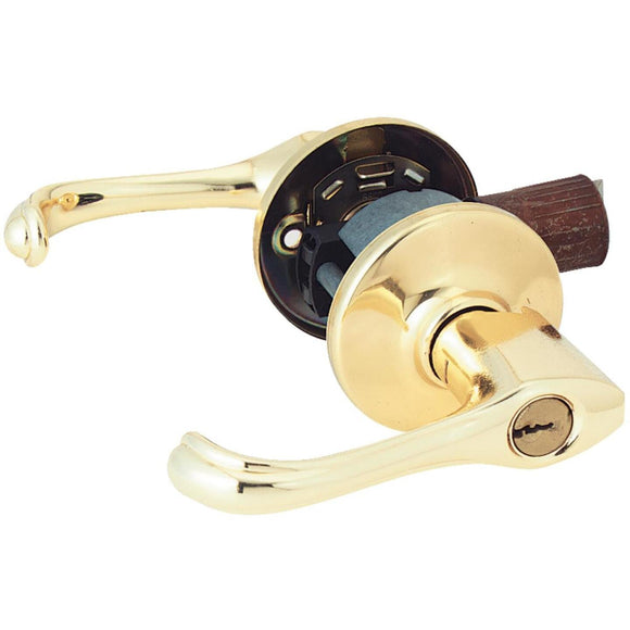 Kwikset Polished Brass Dorian Entry Door Lever