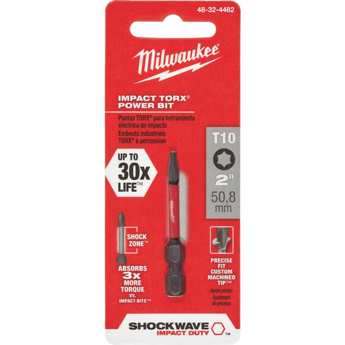 Milwaukee Shockwave T10 TORX 2 In. Power Impact Screwdriver Bit