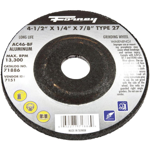 Forney Type 27 4-1/2 In. x 1/4 In. x 7/8 In. Aluminum Grinding Cut-Off Wheel