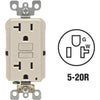 Leviton SmartlockPro Self-Test 20A Light Almond Commercial Grade Rounded Corner 5-20R GFCI Outlet