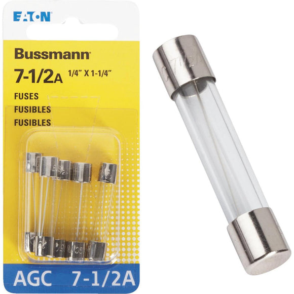 Bussmann 7-1/2-Amp 250-Volt AGC Glass Tube Automotive Fuse (5-Pack)