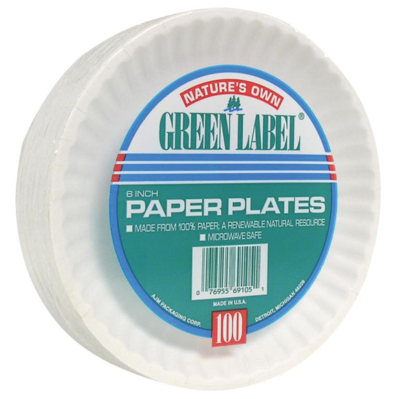 AJM Nature's Own Green Label 6 In. Paper Plates (100 Count)