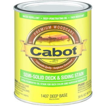 Cabot 140.0001407.005 Decking & Siding Stain, Semi-Solid Deep Base/Qrt